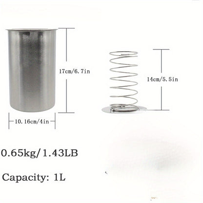 304 Stainless Steel Meat Pressing Barrel with Snap-On Lid, Real-Time Thermometer, Durable, Smooth Edge for Efficient Ham Making.