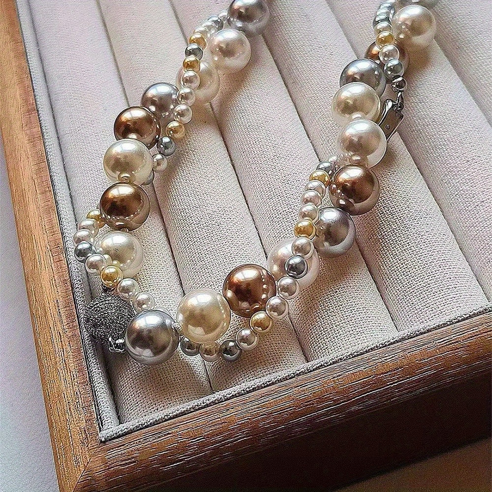 Elegant Pearl Necklace featuring a Multi-Layered Design, With Adjustable and Detachable Features, Ideal for Everyday Wear, Special Occasions, and Gift-Giving. Versatile for All Seasons.