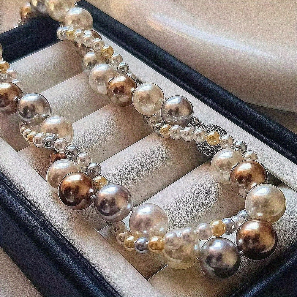 Elegant Pearl Necklace featuring a Multi-Layered Design, With Adjustable and Detachable Features, Ideal for Everyday Wear, Special Occasions, and Gift-Giving. Versatile for All Seasons.