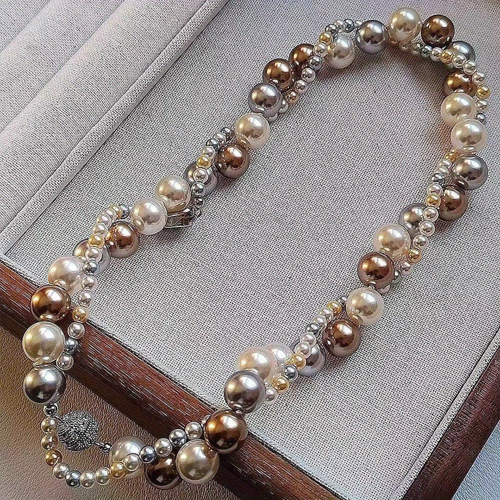 Elegant Pearl Necklace featuring a Multi-Layered Design, With Adjustable and Detachable Features, Ideal for Everyday Wear, Special Occasions, and Gift-Giving. Versatile for All Seasons.