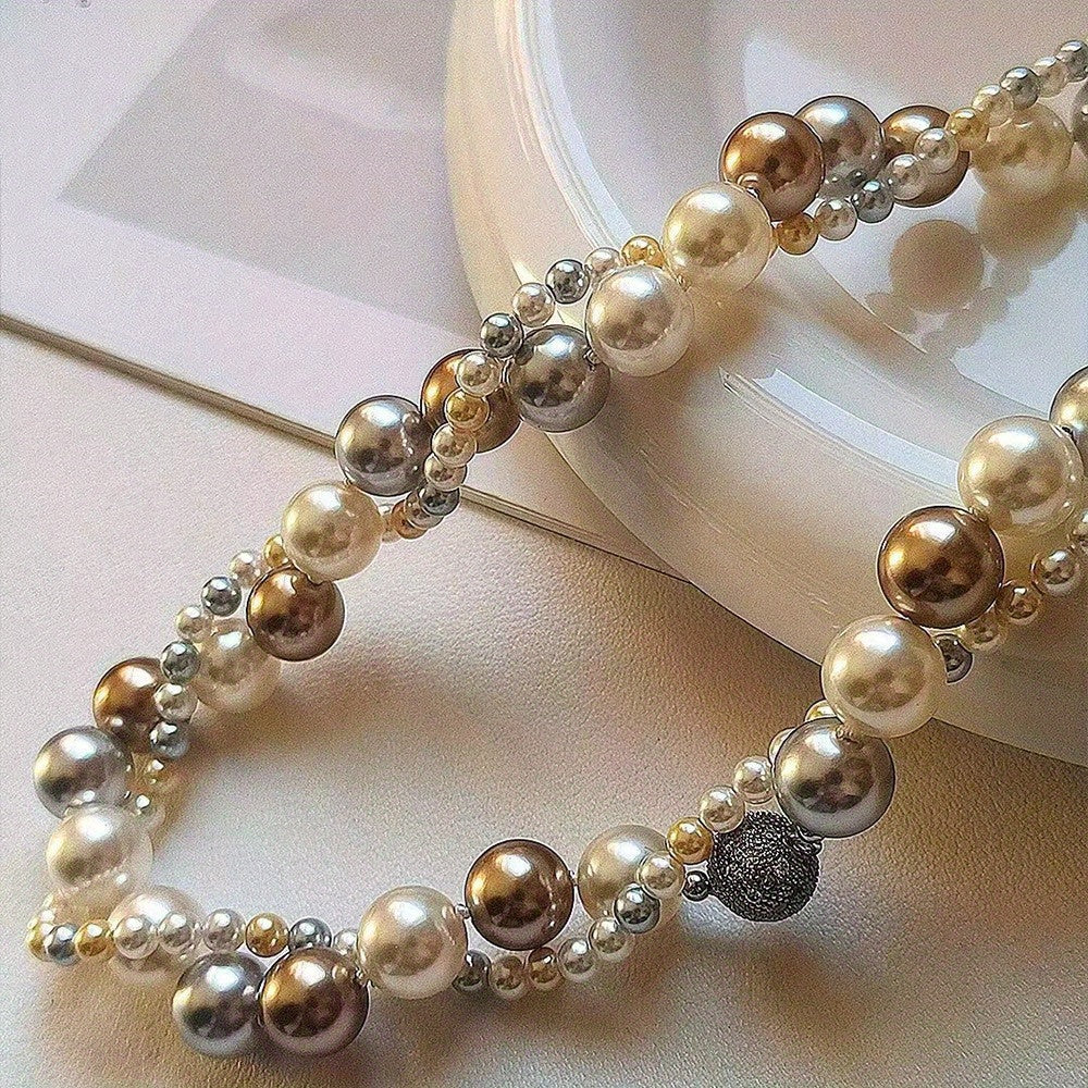 Elegant Pearl Necklace featuring a Multi-Layered Design, With Adjustable and Detachable Features, Ideal for Everyday Wear, Special Occasions, and Gift-Giving. Versatile for All Seasons.