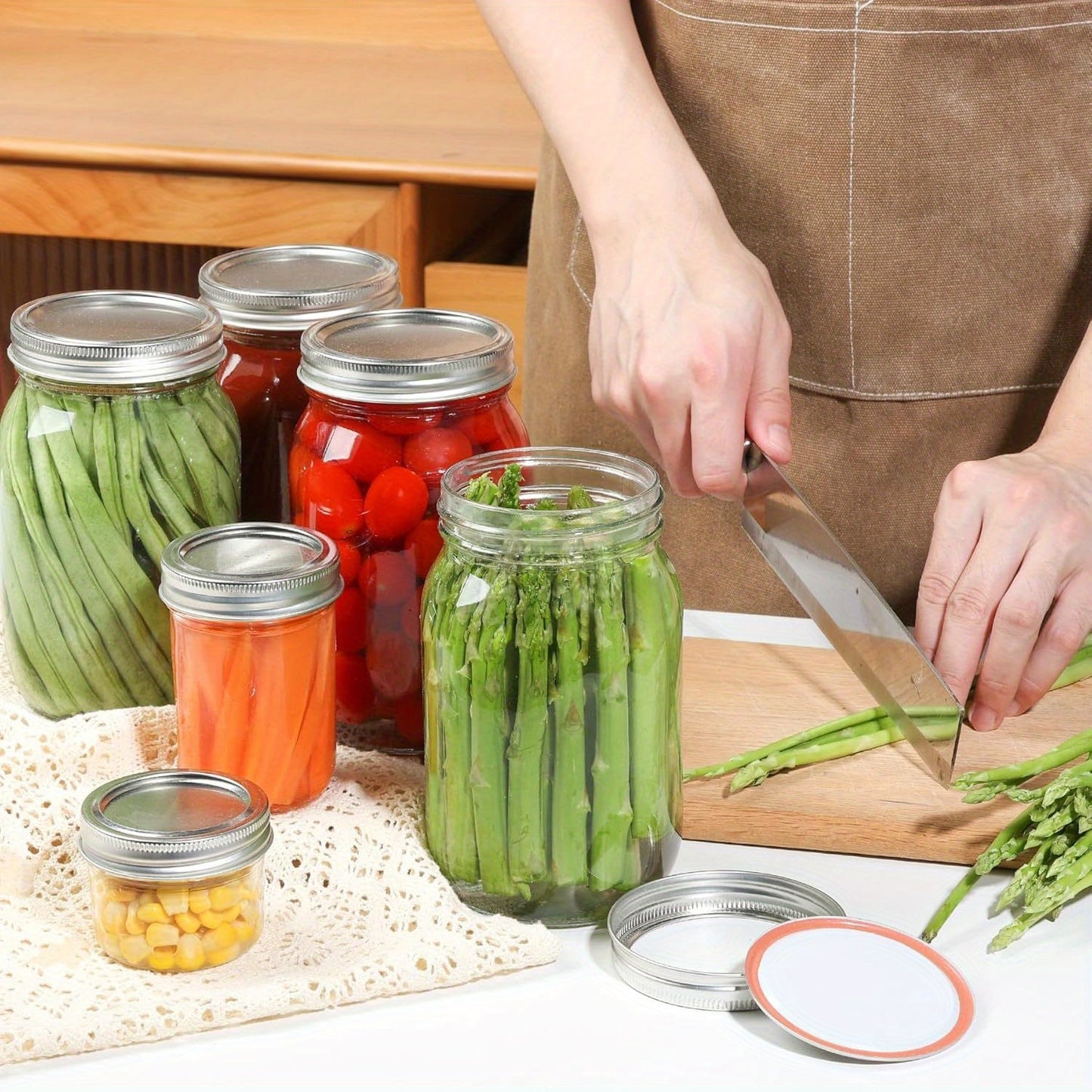 8-Pack of 32oz Wide Mouth Mason Jars: Perfect for Canning, Pickling, and Storing - BPA-Free Glass Jars with Airtight Lids for Salad, Jam, Jelly, Honey, and More