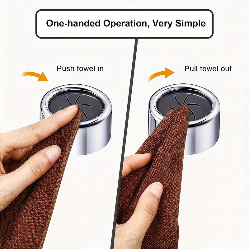 Set of 2 Wall Mount Kitchen Towel Hooks - Made of Plastic, Resistant to Rust, Stylish Design, Easy-to-Install Stick-On No-Drill Towel Holders with Durable Adhesive, Convenient One-Handed Operation for Bathroom and Kitchen Use