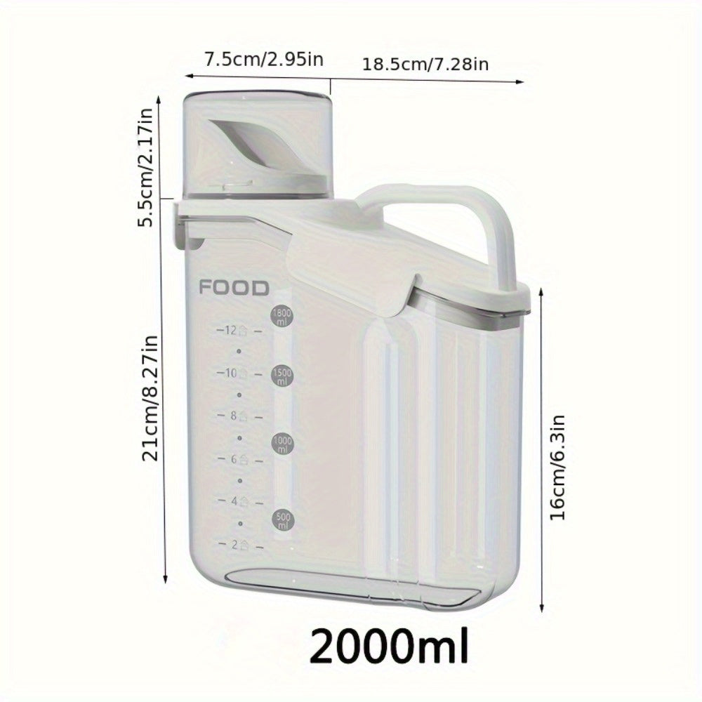 1pc Pet Food Storage Container with Scale, 2000ml/2800ml capacity - Airtight Dry Food Bin with Measuring Cup, Handle, and Moisture-Proof Design. Dispense food easily to dogs and cats.