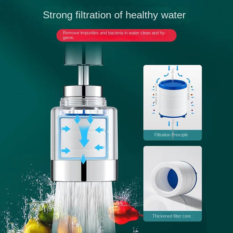 Rotating Kitchen Faucet Filter with Adjustable Pressure and Splash Guard - Ideal for Washing Dishes, Vegetables & Fruits from Every Angle