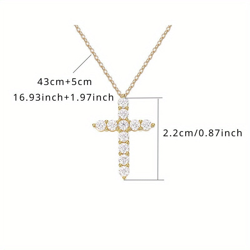 1.1 Carat Cross Moissanite Necklace in 925 Sterling Silver - A Versatile and Classic Fashion Trend for Men and Women. Ideal for Daily Wear, Dating, and Party Jewelry. Comes in a Gift Box and weighs 3.5g.