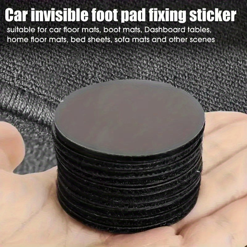 Carpet fixing stickers available in packs of 20, 40, or 60. These double-faced, high adhesive stickers are perfect for securing car carpets, home floor mats, and more. The skid grip tapes are reusable and double sided, ensuring a secure hold for carpets