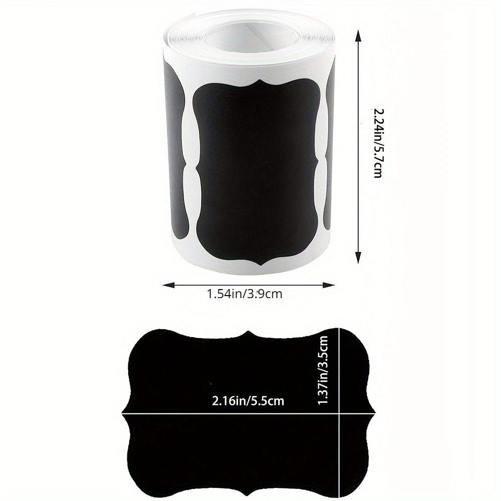 The set includes 120 black chalkboard label stickers that are both reusable and waterproof, perfect for organizing your kitchen. They feature a decorative wavy edge design and are ideal for labeling pantry containers, jars, and condiments for storage.