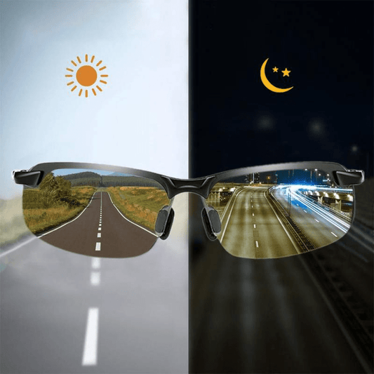 Unisex night vision glasses for day and night driving, dual lens, PC material, no diopter, decorative eyewear for men and women.