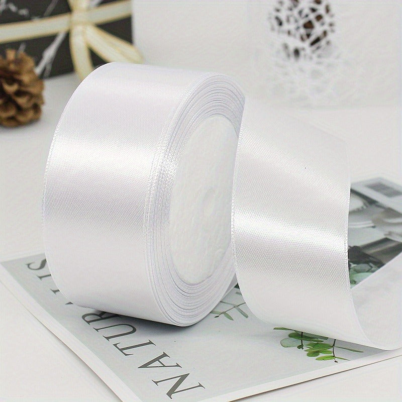 This satin ribbon roll is 40mm wide and comes in a 25yd length, perfect for gift wrapping, headbands, wreaths, wedding decor, and sewing projects. Made with a smooth texture and no mosaic material, this fabric accessory is versatile and can be used for a