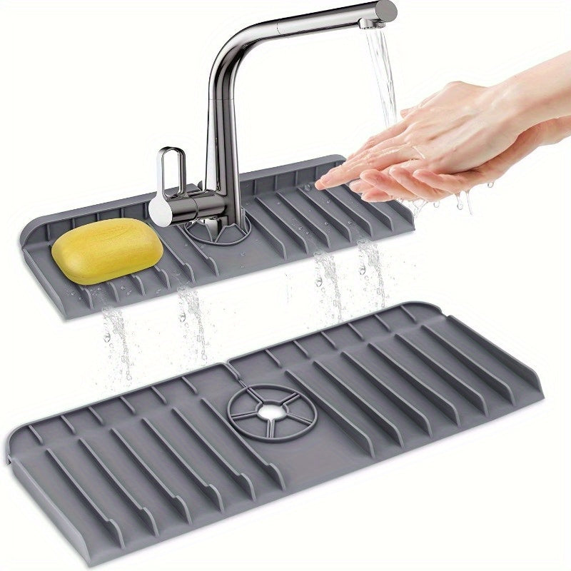 Tilted Design Silicone Drip Tray with Splash Guard - Waterproof for Kitchen and Bathroom Countertops