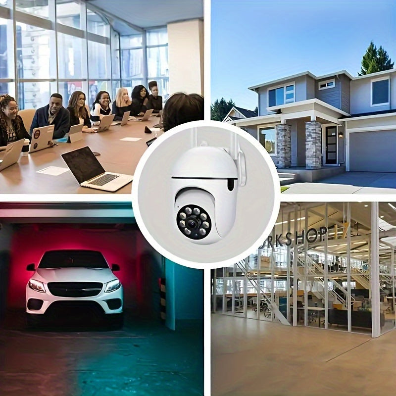 Get the ultimate surveillance with the 1pc TERUHAL Ultra HD 1080P Wireless Security Camera. This camera features a 355° panoramic view, 2-way audio, night vision, and Wi-Fi connectivity. Made from durable ABS material and powered by USB, this camera does