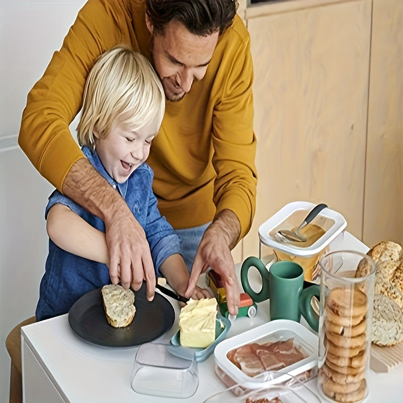 Single-Tier PET Plastic Cold Plate Container Set for Leak-Proof Food Storage - Ideal for Meat, Fruits, and Vegetables. Organize and Store in Your Kitchen with this Reusable Sealing Box.