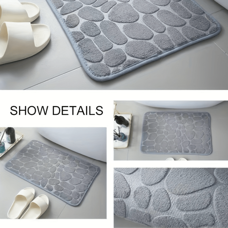 2pcs Set Soft Bath Mats with Stone Embossed Design, Non-Slip and Quick-Dry. Ideal for Bathroom, Bedroom, Kitchen, Living Room, Home Decor in Autumn. Sizes: 40x60cm & 40x50cm.