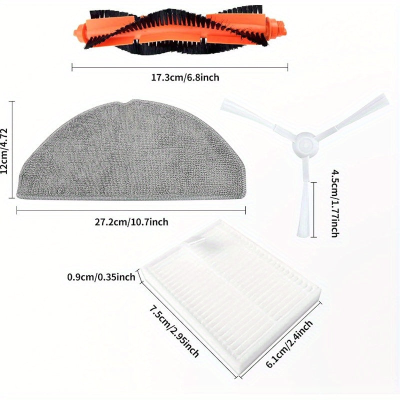 Accessory kit for Xiaomi E12, E10, B112 Robot Vacuum includes 14 pieces - Main Brush, Side Brushes, Mop Pad & HEPA Filter.