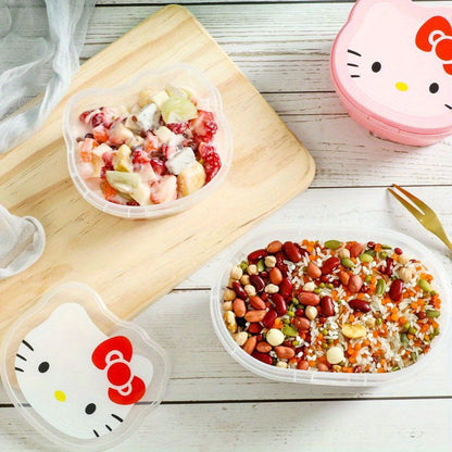 Set of 5 Sanrio Bento Boxes featuring Hello Kitty and Friends; Leakproof containers with lids for snacks, fruits, and on-the-go lunches