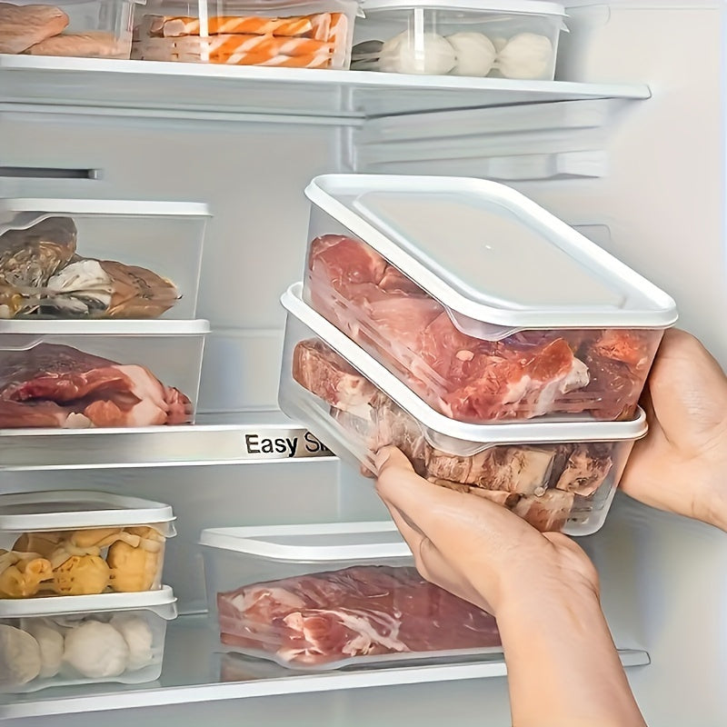 Refrigerator frozen meat box storage container with 5 compartments, food-grade classification grid for organizing food items, prevents cross-flavoring of ice cream, ensures sealed and fresh-keeping frozen storage