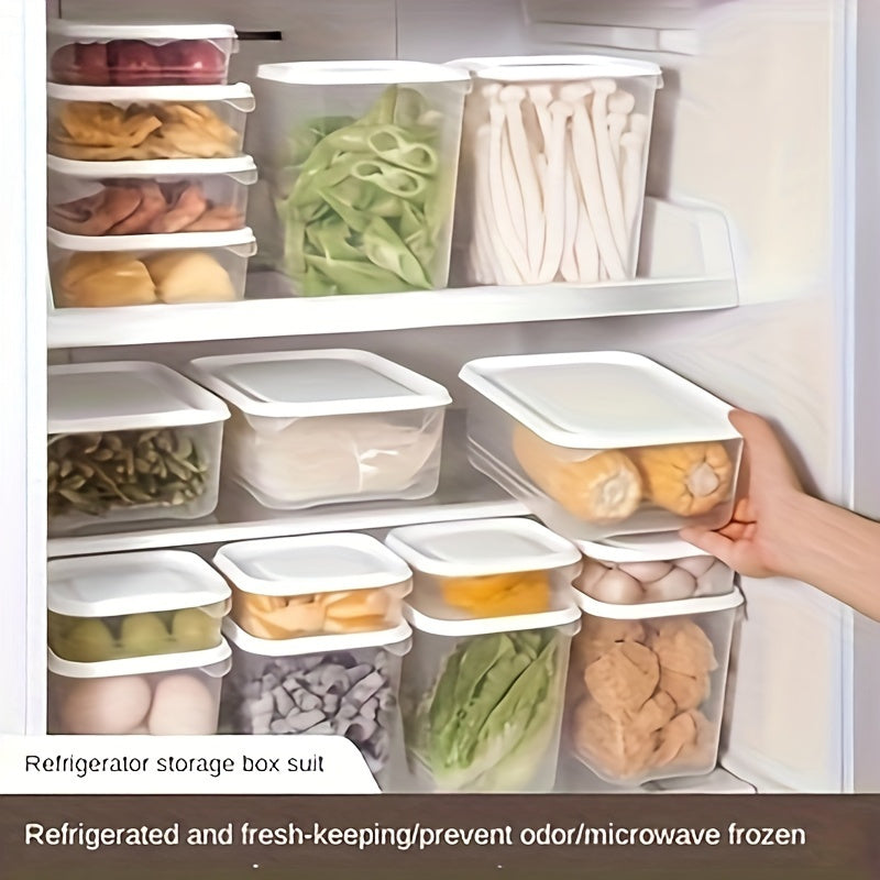 Refrigerator frozen meat box storage container with 5 compartments, food-grade classification grid for organizing food items, prevents cross-flavoring of ice cream, ensures sealed and fresh-keeping frozen storage