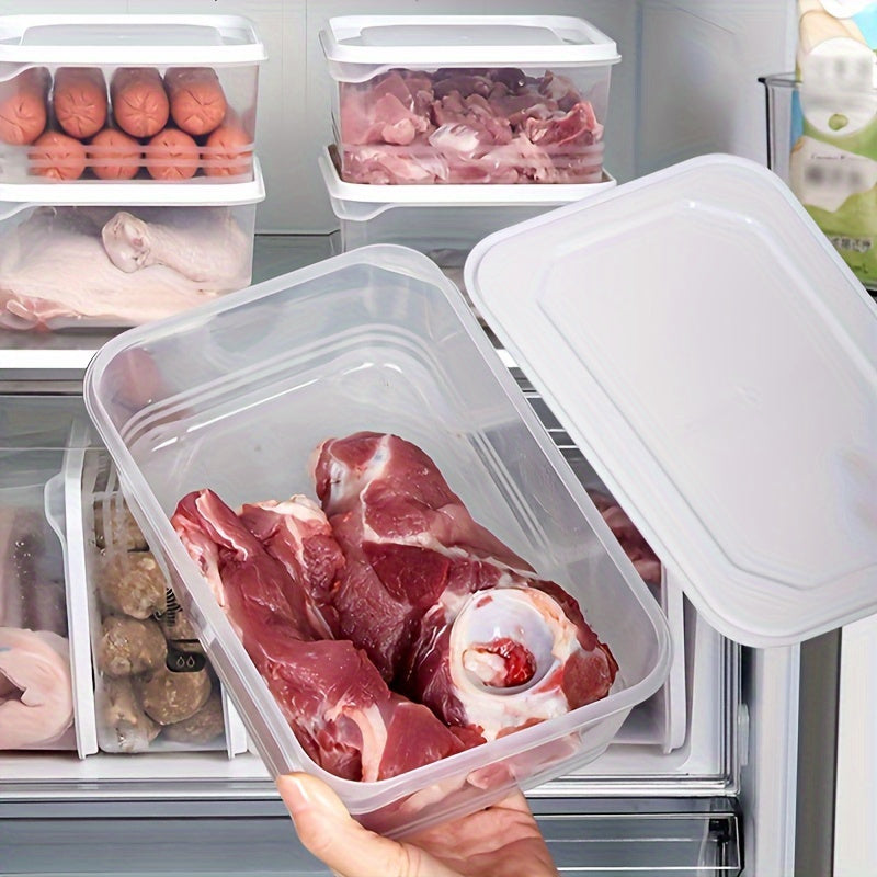 Refrigerator frozen meat box storage container with 5 compartments, food-grade classification grid for organizing food items, prevents cross-flavoring of ice cream, ensures sealed and fresh-keeping frozen storage