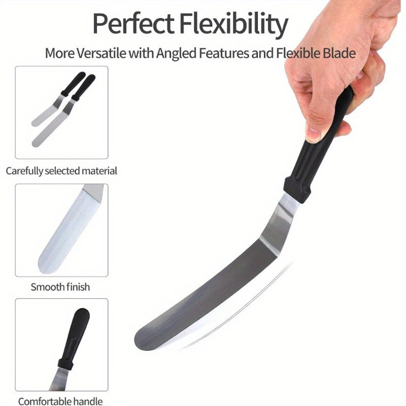 Stainless Steel Palette Knife with Angled Blade, Professional 32cm Icing Spatula for Cake Decoration, Lightweight Plastic Handle Perfect for Baking and Pastry in the Kitchen