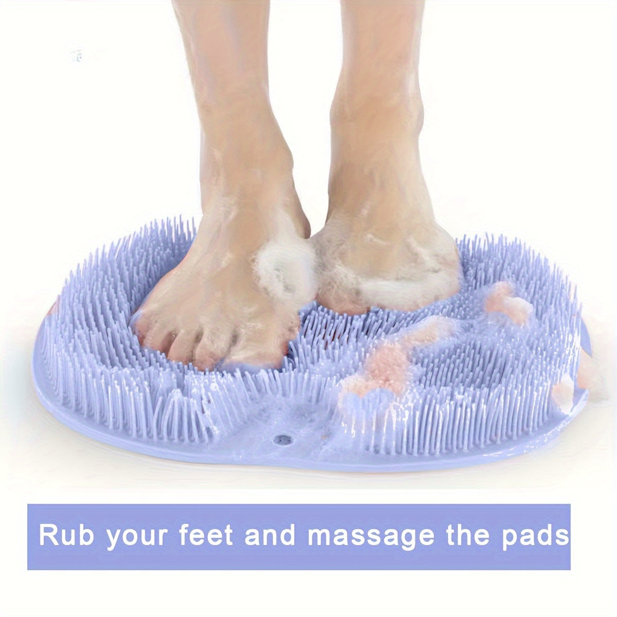 Silicone shower foot scrubber and massager for clean, exfoliated feet. Great gift for Christmas or Valentine's Day.