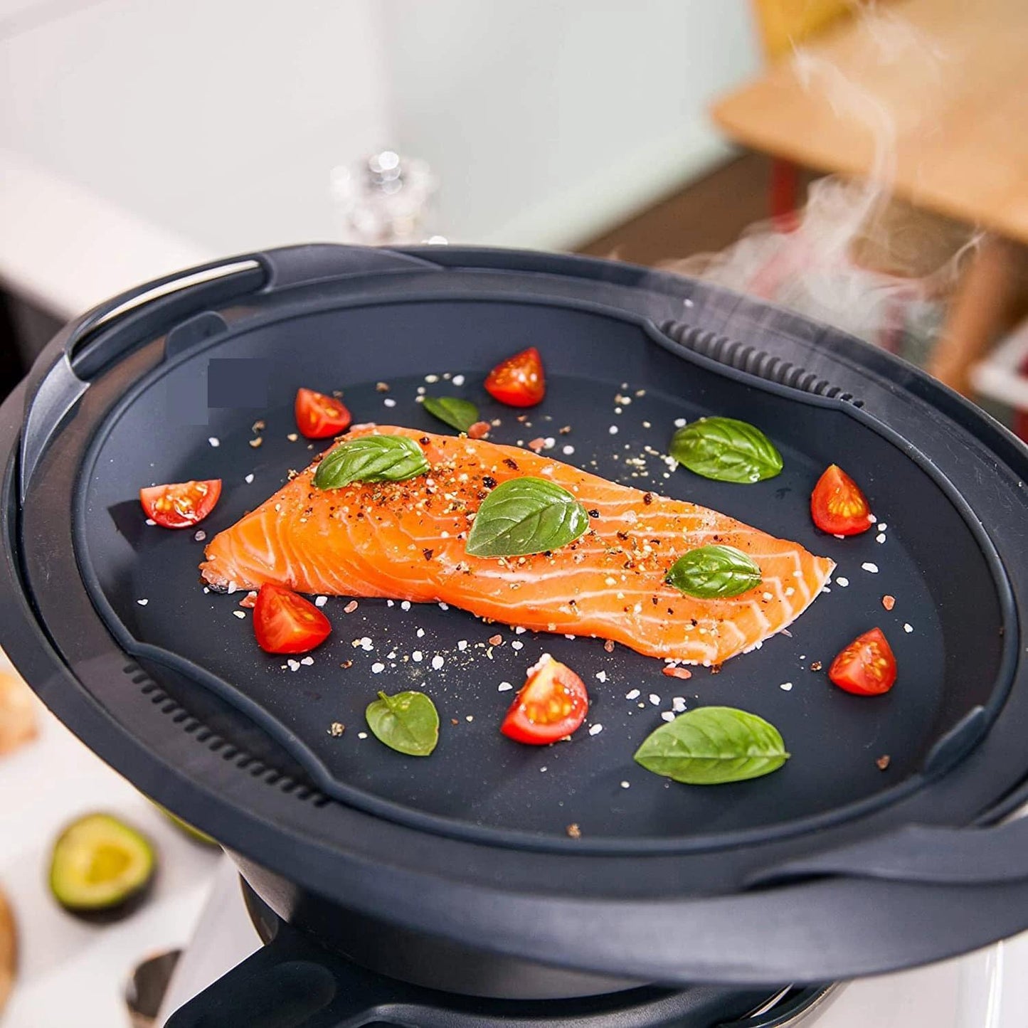 Heat-Resistant Silicone Steaming Tray Compatible with Thermomix TM5/TM6/TM31 - Non-Stick Accessory for Cooking and Dining, Ideal for Heating Food in the Kitchen.