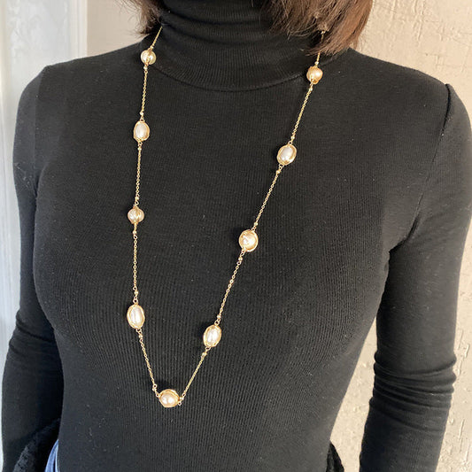 Vintage-inspired Freshwater Pearl Necklace - Elegant addition to any outfit, suitable for both casual wear and special occasions. Comes with a complimentary gift box. Choose from three stunning styles: Sleeping Beauty, Starry Sky, or Knitted Sweater.