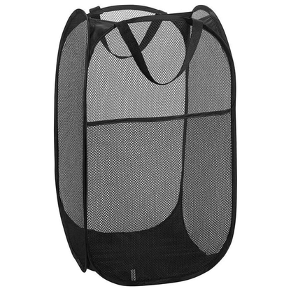 Sturdy Polyester Blend Pop-Up Laundry Basket - Convenient Handle and Foldable Design for Dorms, Bathrooms, and Travel - Portable Black Clothes Hamper - Durable Construction for Long-lasting Use - Ideal for Laundry Needs