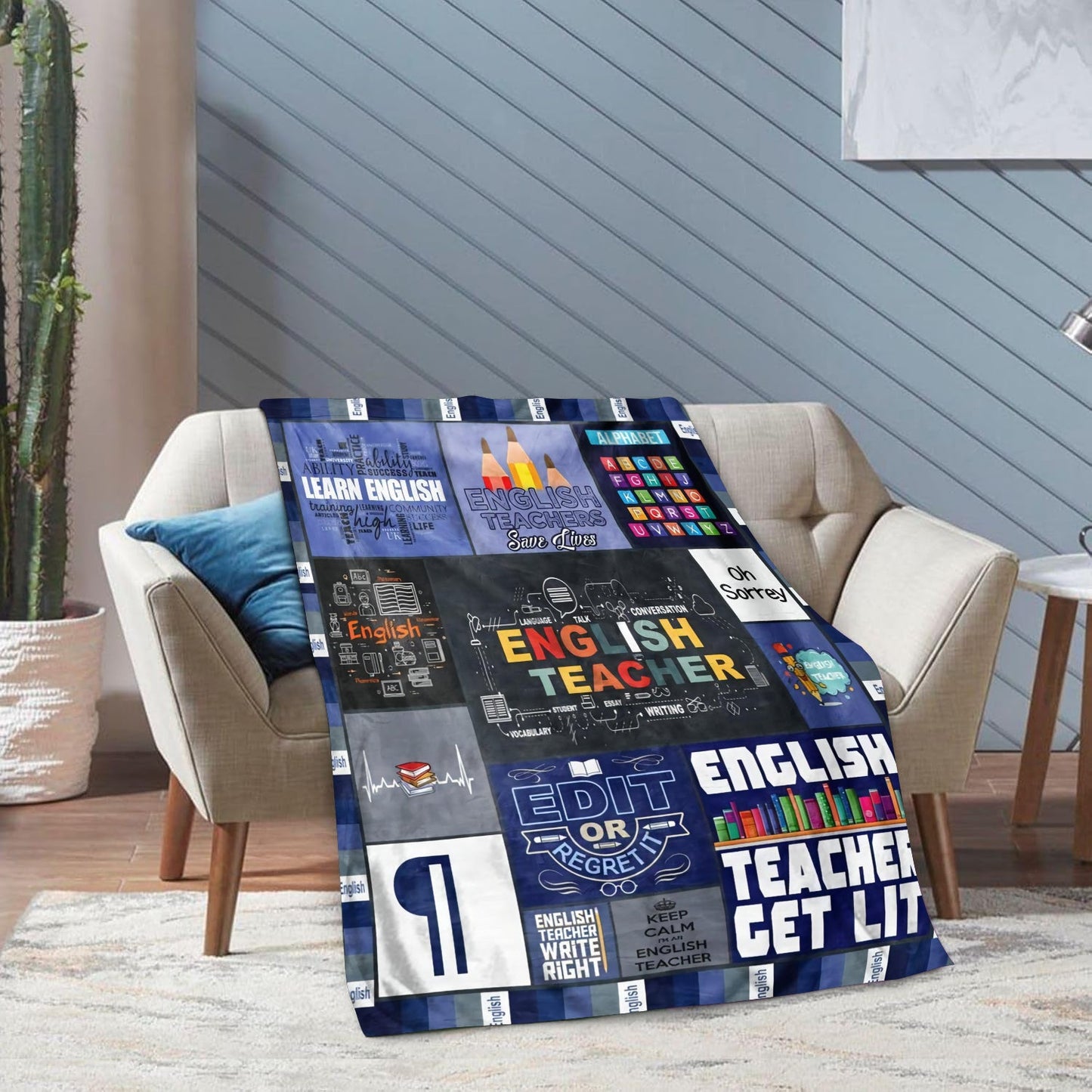 Stay warm with our cozy blanket featuring an English teacher theme - the ideal gift for educators! Choose from a variety of sizes.