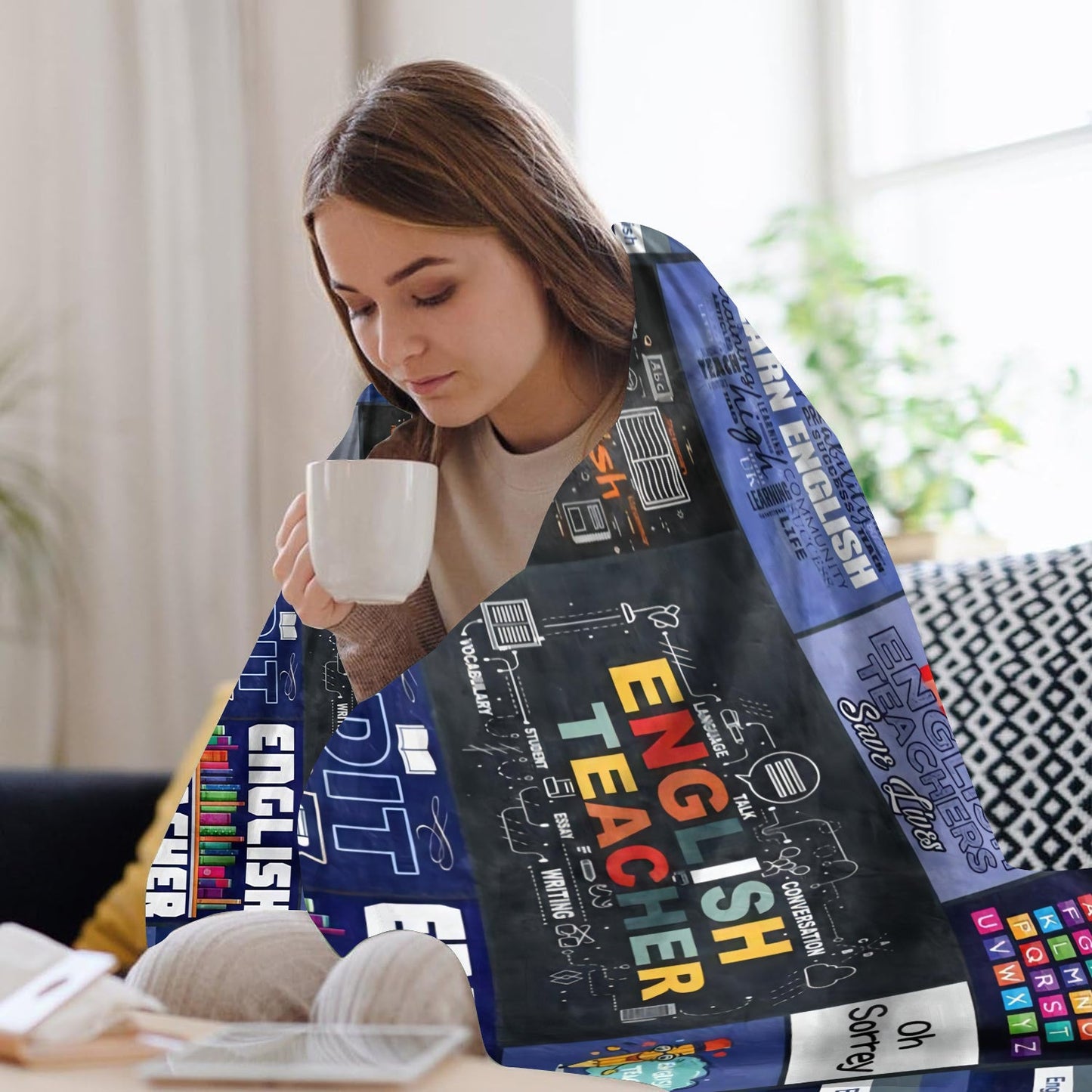 Stay warm with our cozy blanket featuring an English teacher theme - the ideal gift for educators! Choose from a variety of sizes.