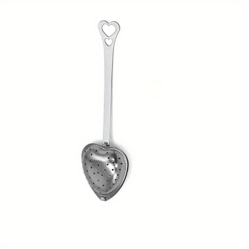 Heart-shaped tea infuser set made from stainless steel, available in a 1pc or 2pcs option. Features a fine mesh for loose leaf tea, sturdy handle for easy use, and is perfect for brewing tea, herbs, and spices. Durable, easy to clean, and makes for an