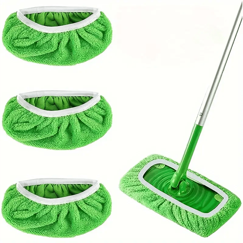 Set of 3 Reusable Microfiber Mop Pads for Swiffer Sweeper, Easily Attachable for Wet or Dry Cleaning, Long-lasting Polyester Replacement Heads