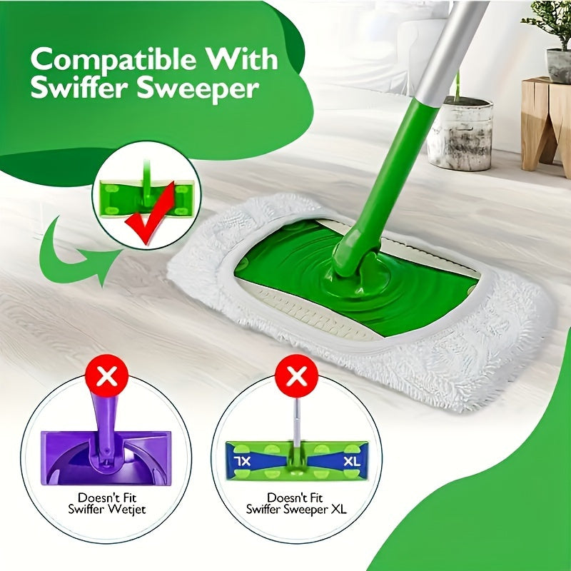 Set of 3 Reusable Microfiber Mop Pads for Swiffer Sweeper, Easily Attachable for Wet or Dry Cleaning, Long-lasting Polyester Replacement Heads