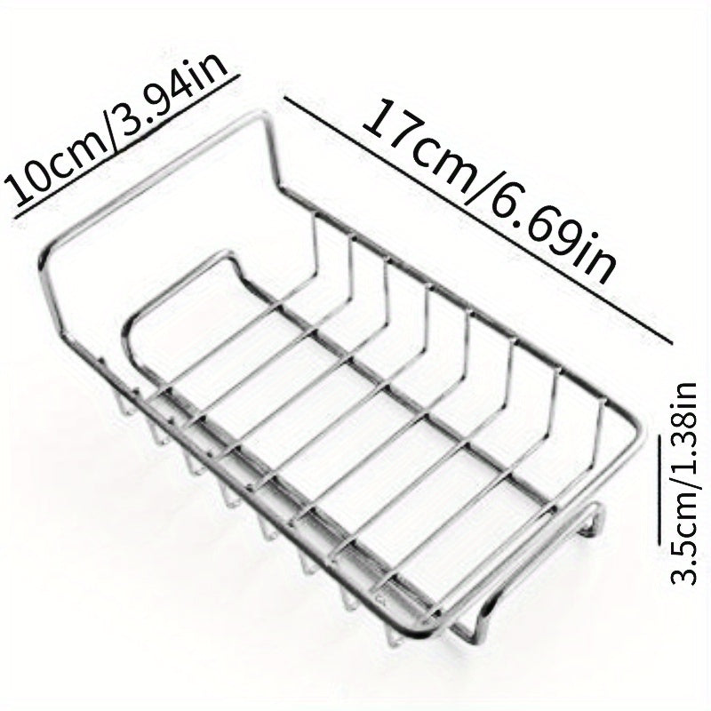 Stainless Steel Faucet Caddy: Non-Electric Draining Organizer for Sponges and Cloths, Versatile Bathroom Accessory