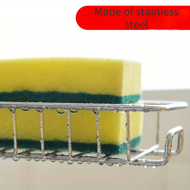 Stainless Steel Faucet Caddy: Non-Electric Draining Organizer for Sponges and Cloths, Versatile Bathroom Accessory