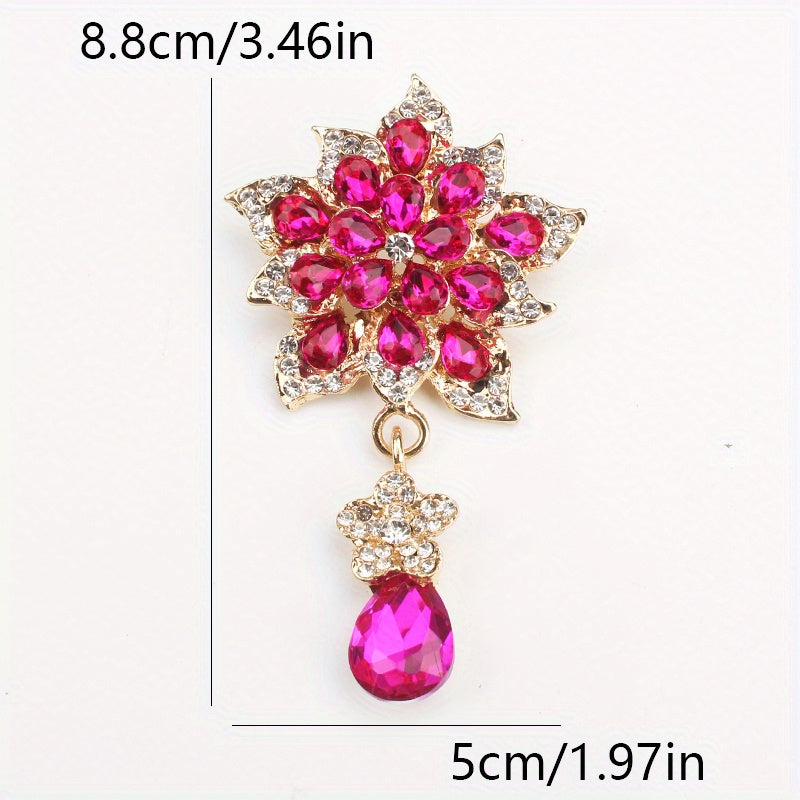 Chic and sophisticated rhinestone flower brooch with a vintage flair - Featuring a distinctive irregular shape, ideal for enhancing dresses and sweaters.