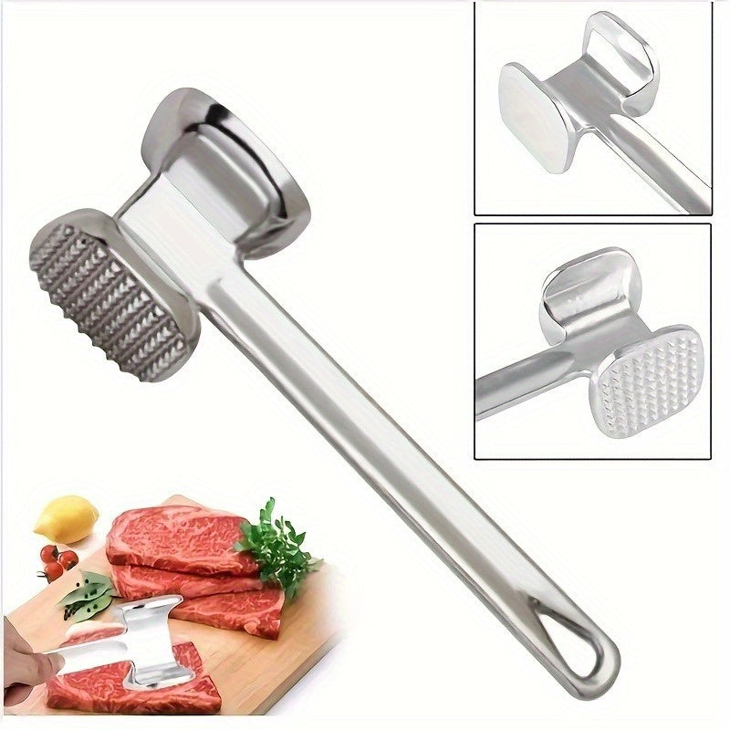 Stainless Steel & Aluminum Alloy Double-Sided Meat Tenderizer Hammer - Versatile Tool for Steak, Pork, and BBQ - Ideal for Outdoor Picnics, Camping, and Parties - Essential Kitchen Accessory