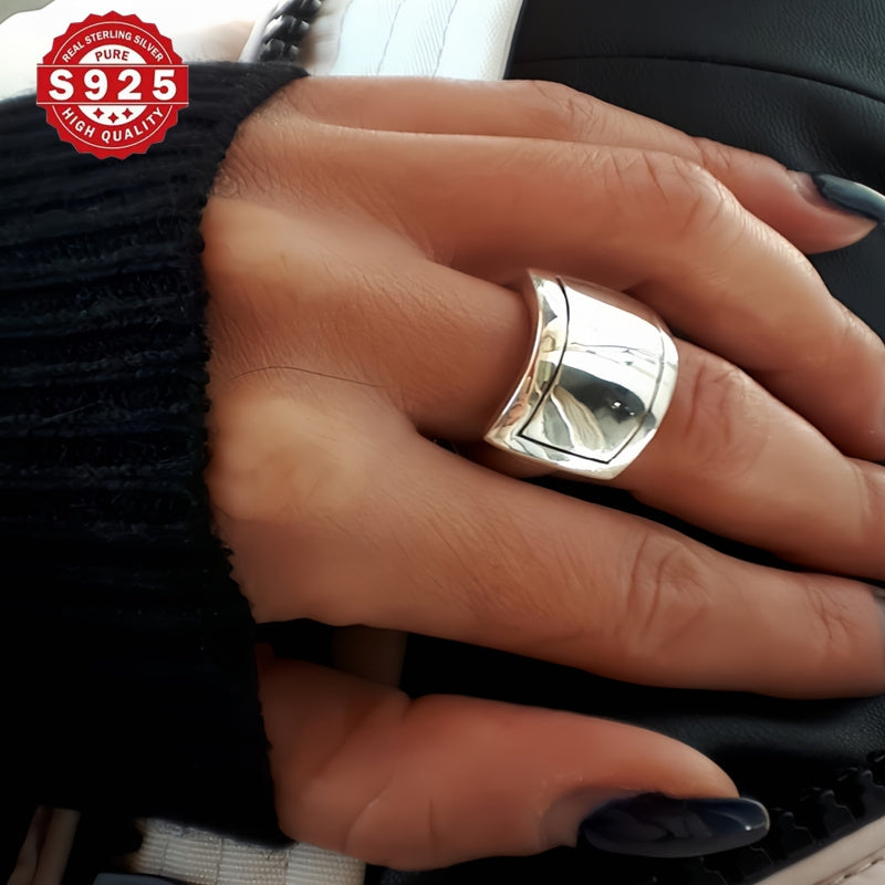 Chunky Dome Statement Ring - 925 Sterling Silver Valentine's Gift for All Seasons, Perfect for Party or Wedding. Minimalist Tribal Style with Simple Elegance and High-Quality Craftsmanship. Pure Silver Finish with No Stones.