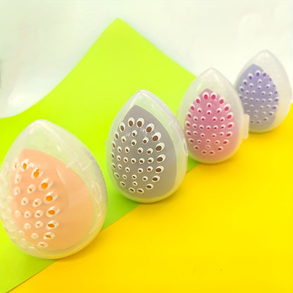 Makeup sponge holders for 3 pieces, portable and durable plastic egg-shaped organizer for beauty blenders.