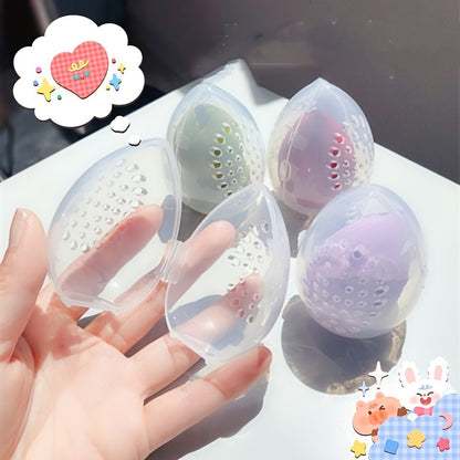 Makeup sponge holders for 3 pieces, portable and durable plastic egg-shaped organizer for beauty blenders.