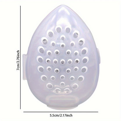 Makeup sponge holders for 3 pieces, portable and durable plastic egg-shaped organizer for beauty blenders.