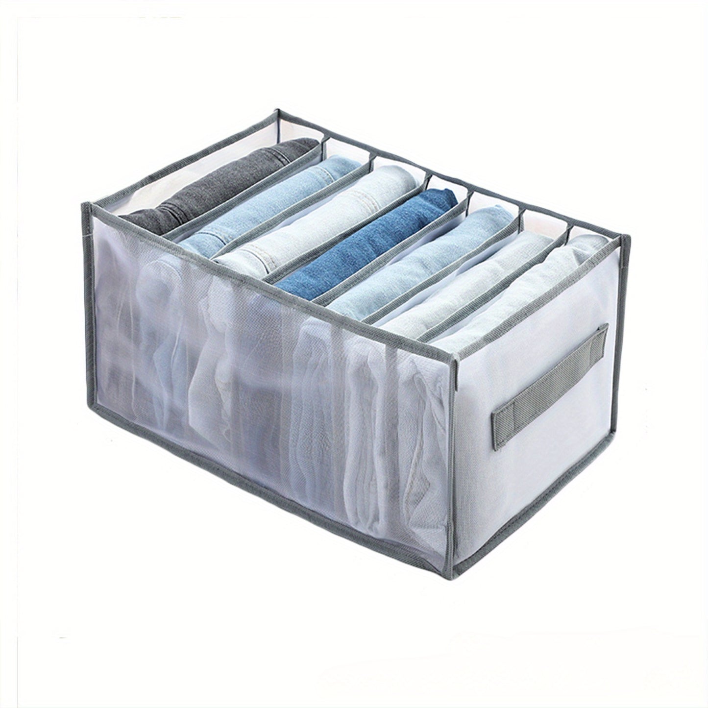 1pc Wardrobe Clothes Organizer with Handle, 7 Grids, Drawer Organizer for Folded Clothes, ideal for in-car storage.