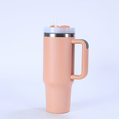 40oz Stainless Steel Insulated Travel Mug with Handle, Straw, and Double-Wall Vacuum Insulation for Hot and Cold Beverages