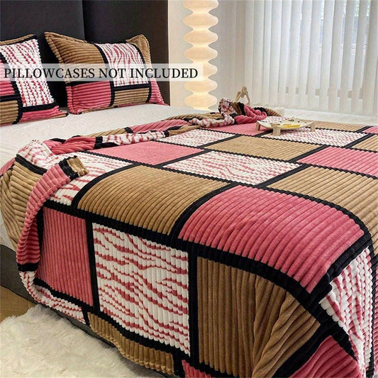 Soft watermelon pink striped throw blanket made from ultra-soft, allergy-friendly polyester. Perfect for adding a pop of color to your bed or sofa, and versatile enough for both indoor and outdoor use. Ideal for home decor and cozying up on cool evenings.