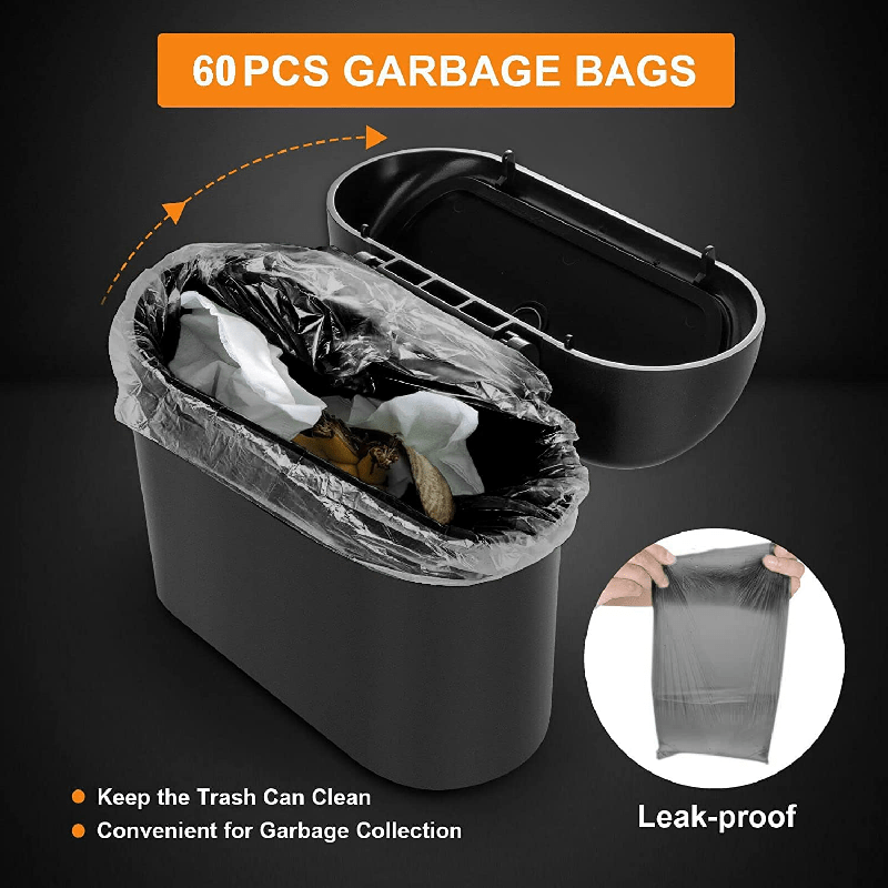 1 Leak-Proof Mini Car Trash Can with Lid & Bags - Essential Car Accessory!