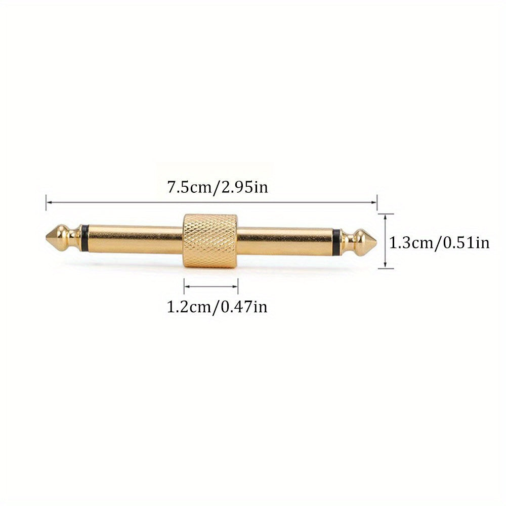 Guitar Pedal Coupler 1/4 inch Gold Plated Male to Male Plug for Pedalboard Space Saving