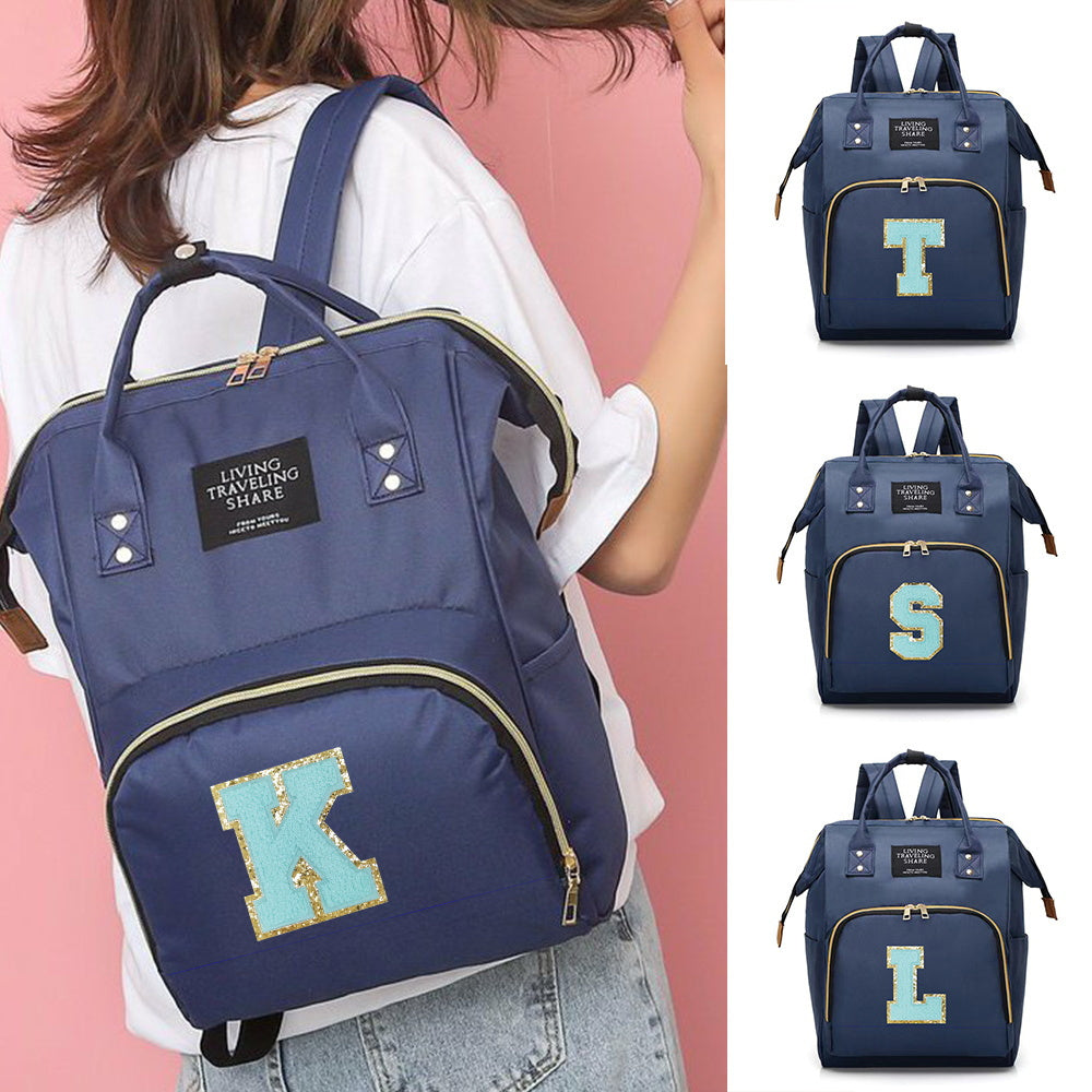 Blue Polyester Mommy Backpack with Multiple Compartments and Bottle Holder - Stylish and Roomy Diaper Bag, Ideal for Travel - Great for Thanksgiving and Christmas