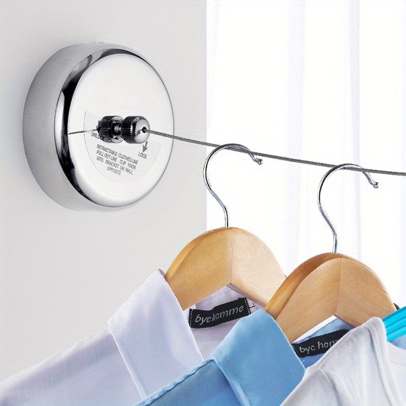 Stainless Steel Clothesline for Indoor Use - Adjustable Retractable Wall-mounted Laundry Line, Saves Space and Convenient Laundry Accessory