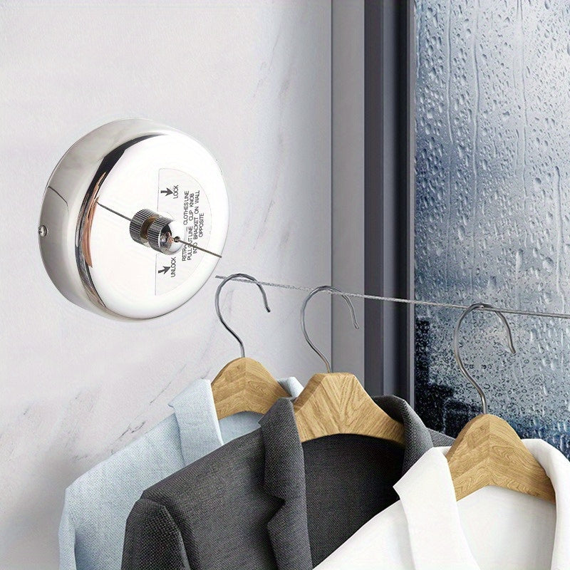 Stainless Steel Clothesline for Indoor Use - Adjustable Retractable Wall-mounted Laundry Line, Saves Space and Convenient Laundry Accessory