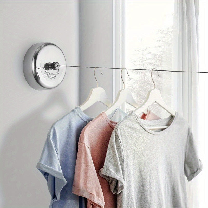 Stainless Steel Clothesline for Indoor Use - Adjustable Retractable Wall-mounted Laundry Line, Saves Space and Convenient Laundry Accessory